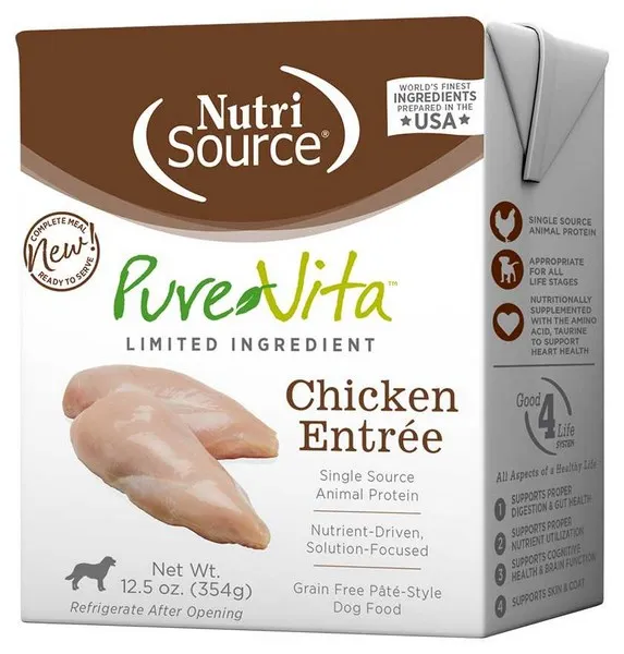 12/12.5 oz. Nutrisource Pure  Grain Free Chicken Entree Dog Tetra Packs - Health/First Aid